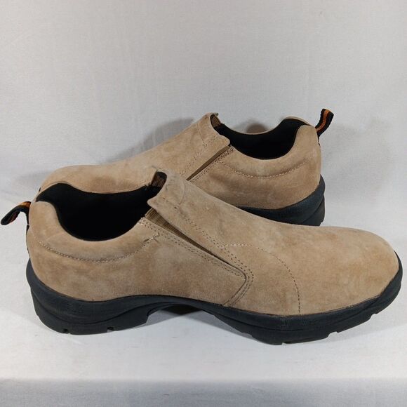 Duluth Wild Boar Mocs 41502 Slip On Casual Shoe Men’s 14 Khaki Tan Suede Leather - Picture 3 of 7